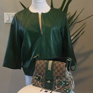 BB DAKOTA GREEN LEATHER JACKET